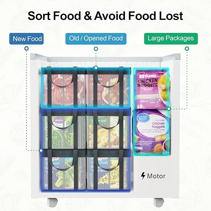 iSPECLE Freezer Organizer Bins - 3 Pack Large Stackable Deep Freezer Organizer Bins for 5 to 7 Cu.Ft Chest Freezers Easy Get Foods without Digging, Faster Freezing Better Freshness, White