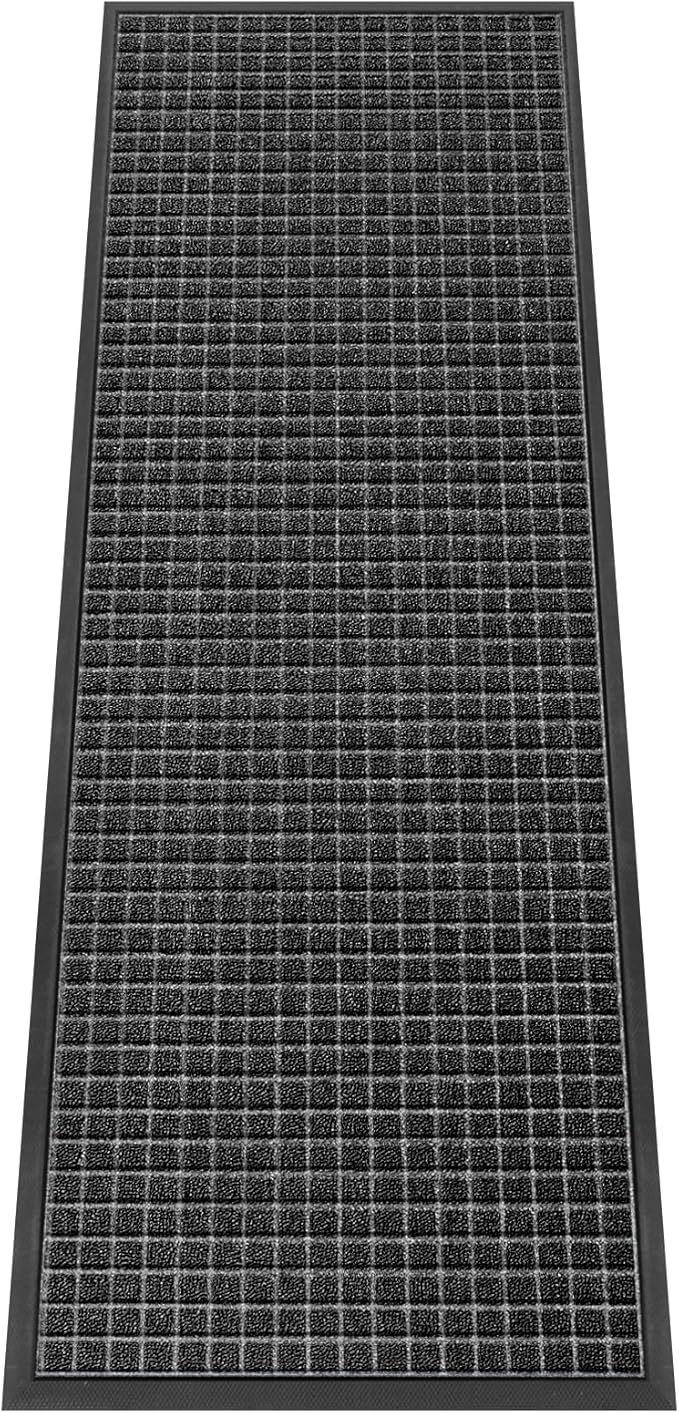 Kuyal Front Door Mat, 2'*6' Door Mat for Inside Outside Entrance,Waterproof Welcome Mats with Non-Slip Backing, Indoor Outdoor Entryway, Commercial Floor Mats, Durable & Easy to Clean, Dark Gray