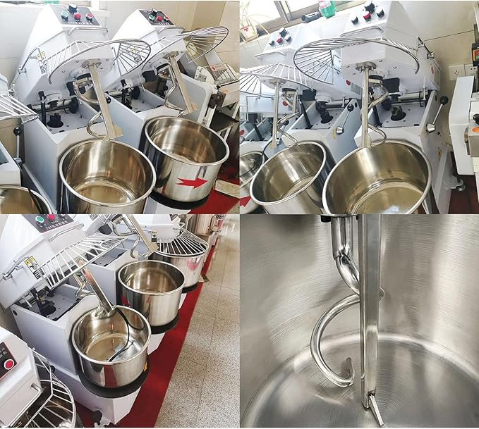 TECHTONGDA 20L Commercial Dough Mixer 110V Dual Rotating Dough Kneading Machine, Electric Food Mixer Machine with Detachable Stainless Steel Bowl and Safety Shield, for Restaurant Pizzeria