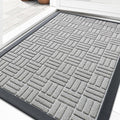 OLANLY Front Door Mat Outside Entrance 35x23, Absorbent, Heavy Duty Sturdy Natural Rubber Doormat Indoor Outdoor, Non-Slip, Stain and Fade Resistant, Low Profile Floor Mat for Entryway, Light Gray
