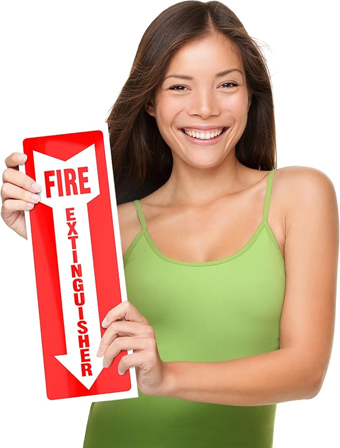 Fire Extinguisher Sign Sticker - 36 Pack - 4" X 12" - 5 Mil Vinyl - Bright Red White Colors - Durable Self Adhesive, Weatherproof, UV Protected - Ideal for Inside Office or Boat