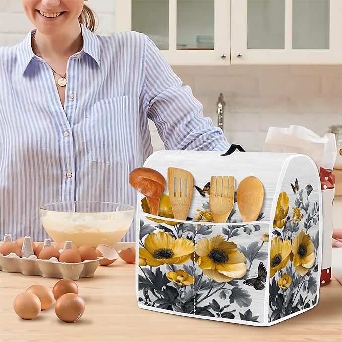 Mixer Dust Cover for 6-8 Qt Stand Mixer, Cloth Cover with 2 Storage Pockets for Stand Mixer Protective Covers Large for 6-8 Quart Mixer