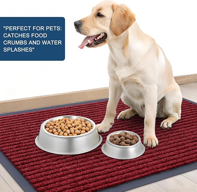 OLANLY Front Door Mat Indoor Outdoor Entrance, Waterproof Heavy Duty Doormat, Fade Resistant, Low Profile, Easy Clean Patio Porch Welcome Floor Mats for Entry, 59x30, Wine Red