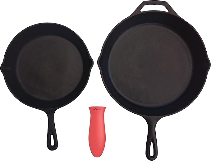 Silicone Hot Handle Holders, Potholders (5-Pack Mix Red) for Cast Iron Skillets, Pans, Frying Pans & Griddles, Metal and Aluminum Cookware Handles - Sleeve Grip, Handle Cover