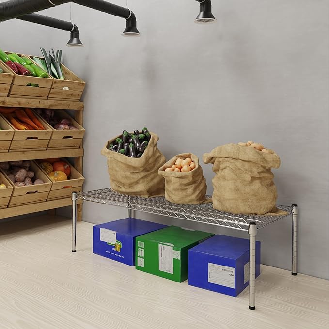 21''W x 48''L x 14''H Chrome Plated Wire Dunnage Rack | Off The Floor Storage