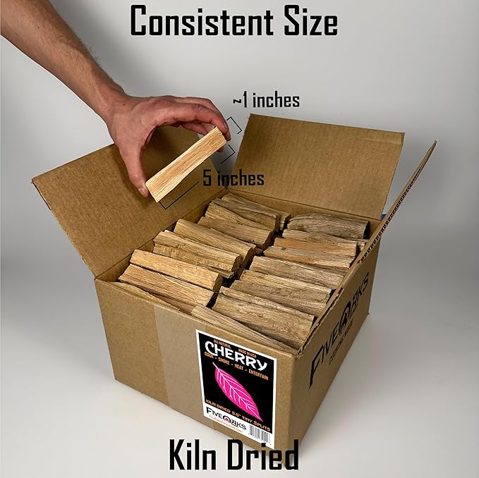 Kiln Dried Cherry Pizza Oven Wood, Mini 5 Inch Cooking Wood for Ooni, Gozney, Bertello Pizza Ovens - Approx 13lbs Product of USA (1,000 Cubic Inches)