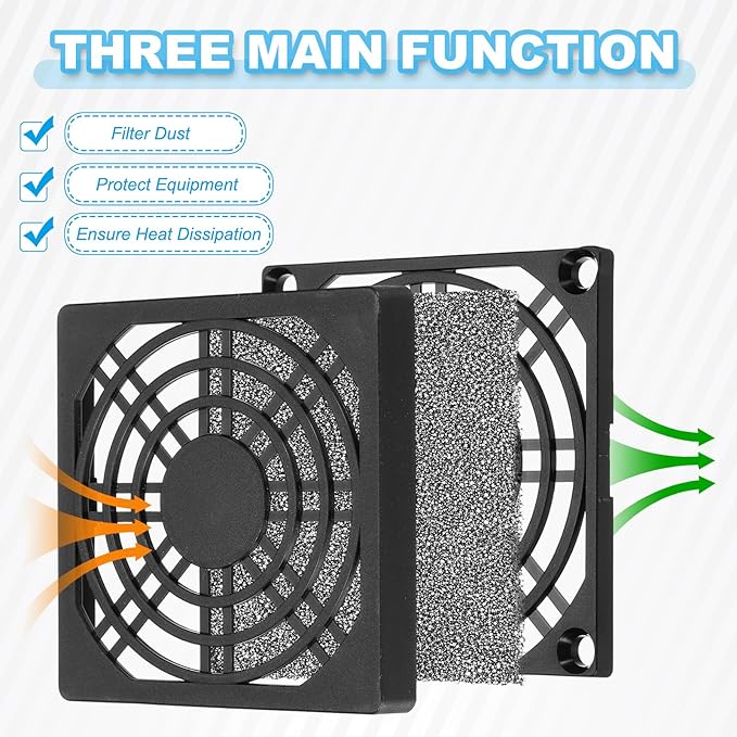 PATIKIL 200mm Fan Filter Grill, 6 Pcs Plastic Ventilation Dustproof Grill Cover Cooling Ventilator with Screws for Industry Workshop Computer Case Refrigerators Air Conditioning, Black