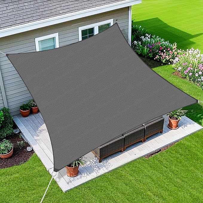 Amagenix Sun Shade Sail 8'X12' Curved Edge Outdoor Shade Canopy Dark Grey Breathable 95% UV Block Shade Cloth for Patio Garden Backyard (We Make Custom Size)