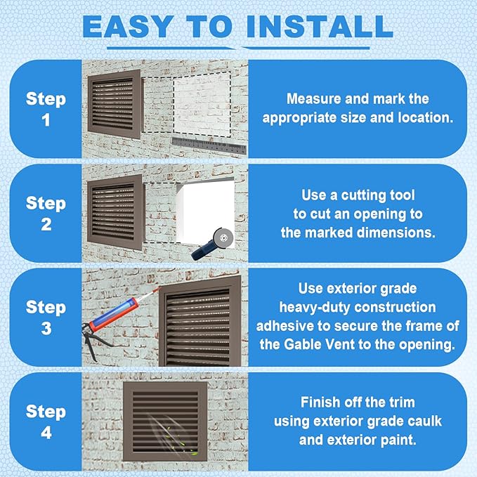 10"x10" Aluminum Gable Vent with Screen – Louvered Shed Vent for Attics and Gables – Durable Wall Vent with 8"x8" Opening, Ideal for Small Gable Vent Applications Brown