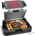 Baker’s Friend Indoor Searing Grill & Griddle, Electric Griddle with 2 in 1 Indoor Grill and Griddle Plate Indoor Grill with Removable Plate & Lid, Silicone Mold, Dishwasher Safe, Graphite