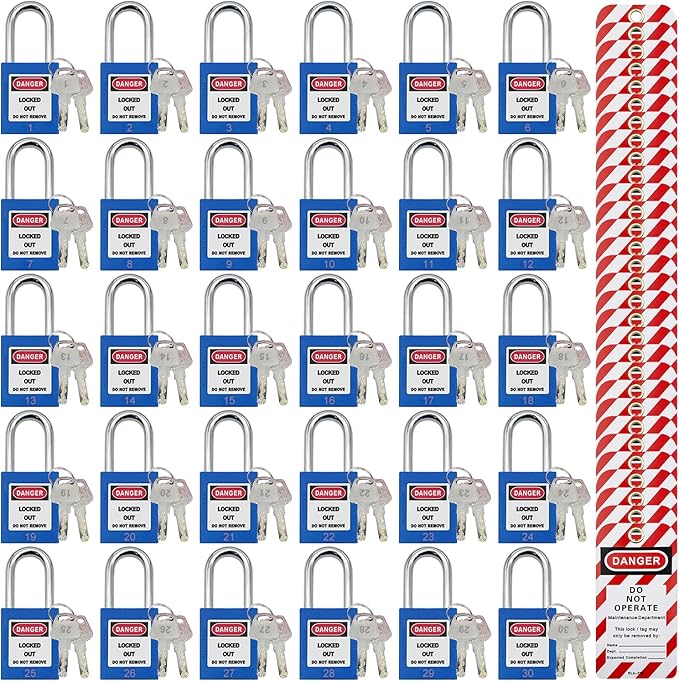 Lockout Tagout Locks, Safety Padlocks, Loto Locks Keyed Differently Lock Out Tag Out Device Plastic with Lockout TagOut Tags Kits