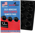 Small Black Door Knob Bumpers (Set of 12) - Made in USA - Self-Adhesive Door Handle Stoppers Wall Protectors, Isolation Rubber Feet for Speakers, Electronics, Furniture