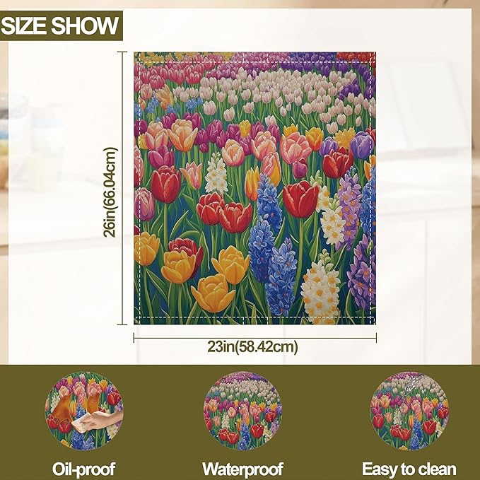 Colorful Tulips Magnetic Dishwasher Cover,Dishwasher Covers for The Front Magnetic Dishwasher Panel Decal Cover for Kitchen 23x26inch