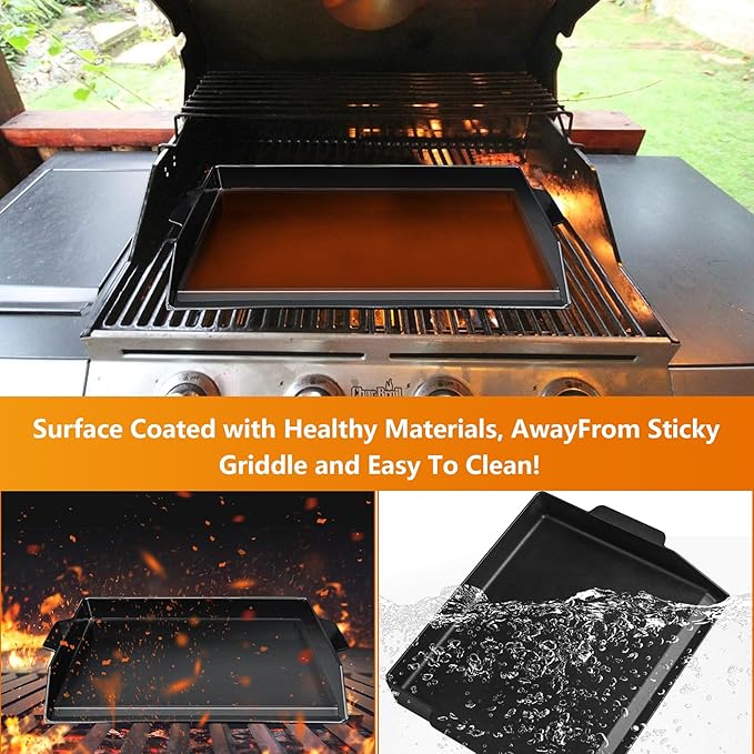 Universal Cast Iron Griddle 23" X 16",Pre-Seasoned Nonstick Coating Stovetop Griddle For All Gas Grills And 4 Burner Range Oven,Cast Iron Grill Pan for Stove Top With Extra High Sidewalls