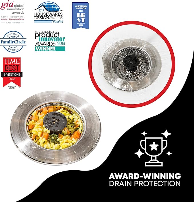SinkShroom Revolutionary Clog-Free Sink Strainer Basket with Stopper, Stainless Steel