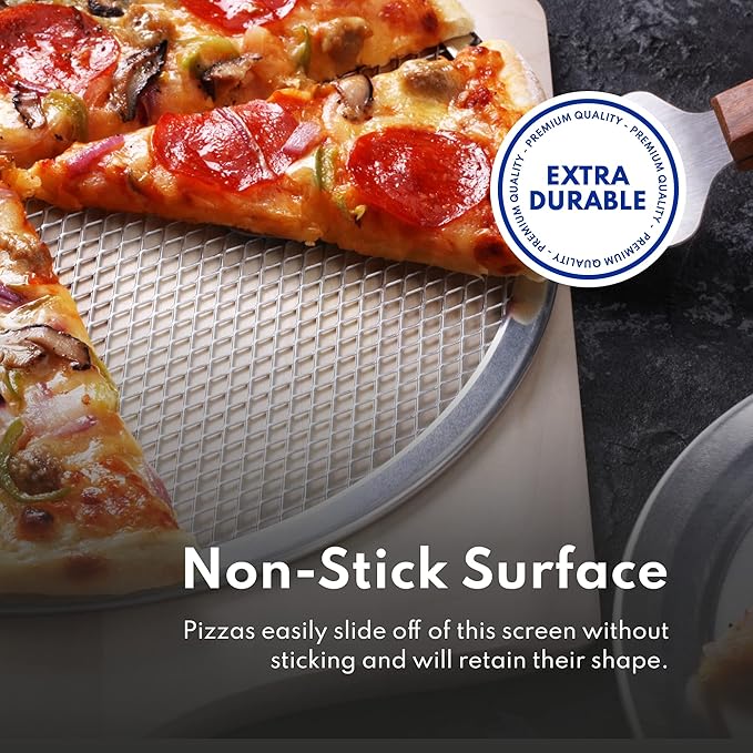 New Star Foodservice 50684 Restaurant-Grade Aluminum Pizza Baking Screen, Seamless, 14-Inch