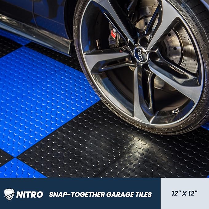 FlooringInc's Nitro 12"x12" Snap-Together Garage Flooring Tiles, Non-Slip Interlocking Plastic Floor Mat, Garage Organization & Storage, Coin Pattern, Harley Orange, 12 Tiles, 12 Sq/Ft