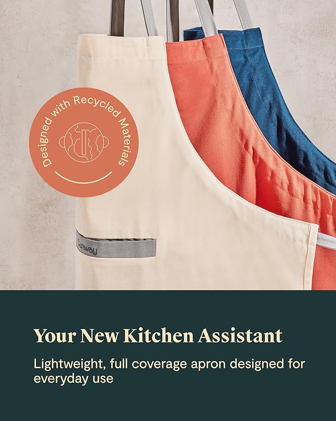 Caraway Apron - 100% Organic Cotton Apron - Features 2 Pockets & Adjustable Neck Strap