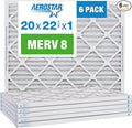 Aerostar 20x22.25x1 MERV 8-6 Count - High Efficiency Pleated HVAC, Furnace & Air Conditioner Filters - Removes Dust, Lint, Mold & Allergy-Causing Pollen