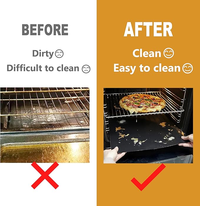 Oven Liners for Bottom of Oven, Large Thick Heavy Duty 100% Non-stick Reusable Teflon Oven Mat,Baking Mat for Electric, Gas, Toaster Ovens, Grills,Kitchen Friendly Cooking Accessory (15.75'' x 13'')