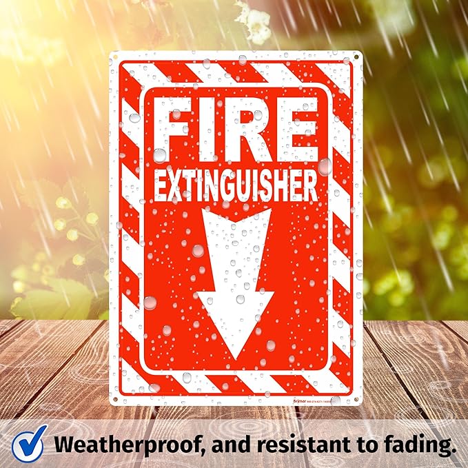 Brimar - 7" x 10" - Fire Extinguisher Sign - Polyethylene Plastic - Fire Safety Sign - Easy Installation