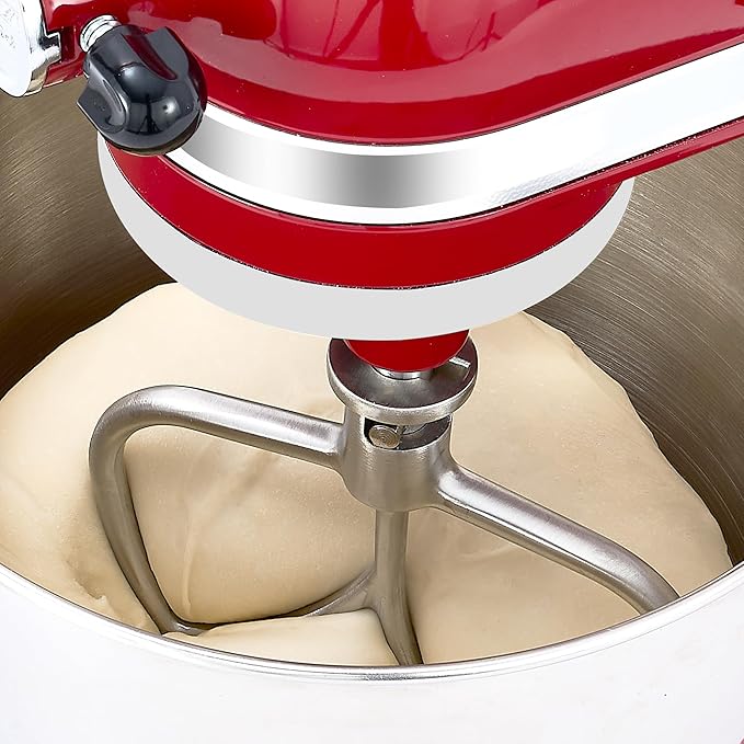 Premium Stainless Steel 5qt Flat Beater for Kitchenaid 4.5-5QT Tilt-Head Mixer, Polished Smooth Uncoated,Thoroughly Mixing with 0% Residue&Stable Operation, Dishwasher Safe, Durability,Recipes&Spatula