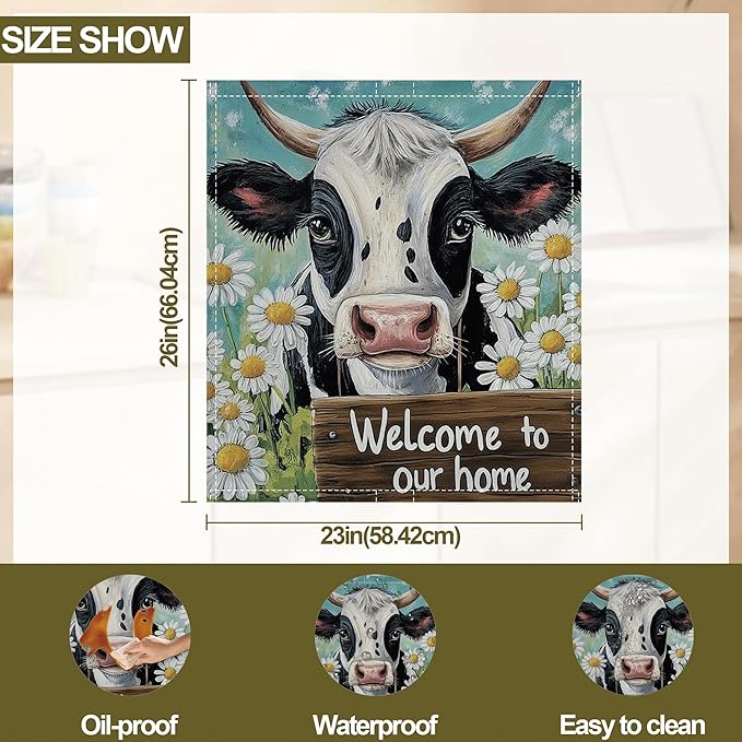 Dishwasher Magnet Cover,Black White Cow Dishwasher Cover Magnetic Daisies Home Appliances Refrigerator Decorative 23" x 26"