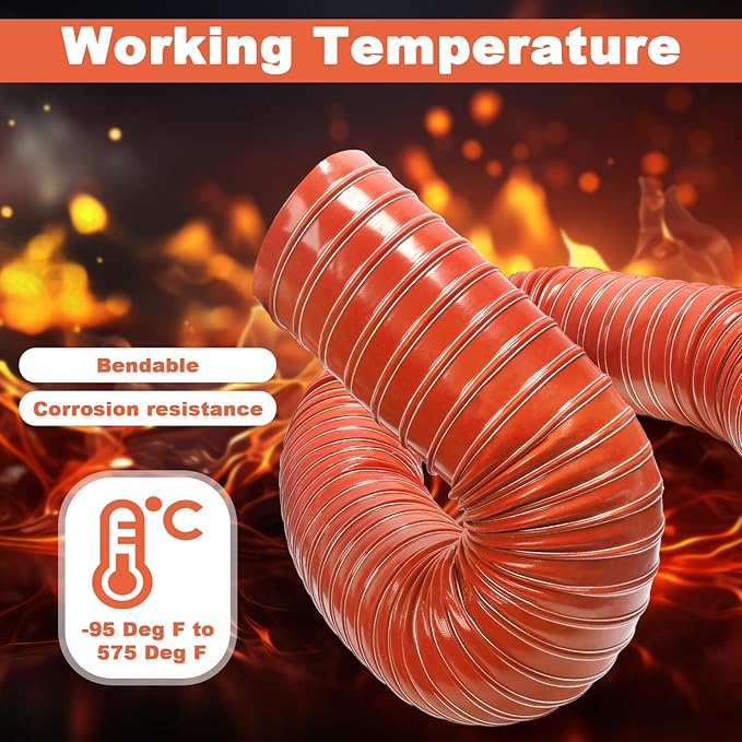 NOWBALL 4in Automotive Air Duct Hose, Length 1 Meter-3.3ft, 4" Silicone Flexible Cooling Ducting, 101mm High Heat Brake Exhaust Hose for Car, Garage, Dryer Air System