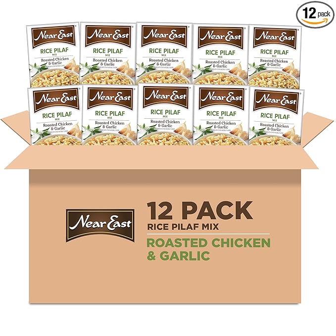 Near East Rice Pilaf Mix, Roasted Chicken & Garlic, 6.3oz Boxes (12 Pack)