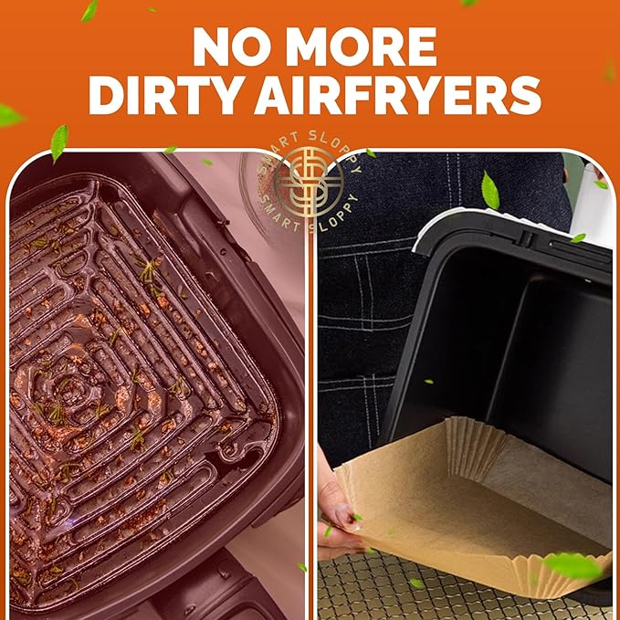 9 inch Square Air Fryer Liners Disposable Parchment Paper Liner Airfryer 8-12 QT Basket inserts Filter Sheets EXTRA THICK 40 GSM - Pack of 125