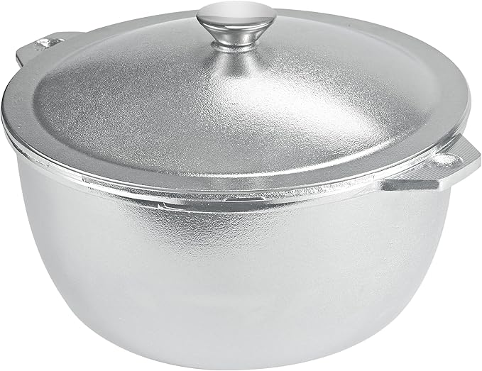 Cast Aluminum Dutch Oven Pot - Caldero/Kazan for Pilaf, Stews | Coating-Free, Even Heat & Fast Cooking Dutch Oven with Lid (18L)