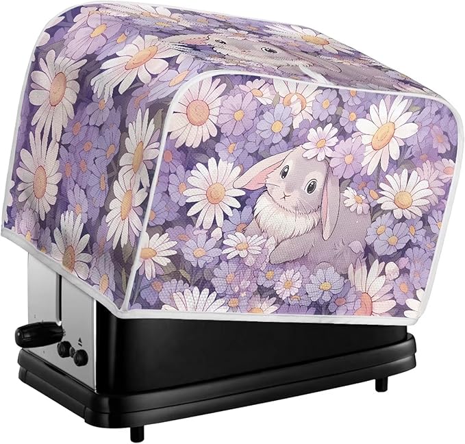 UNICEU 2 Slice Quilted Toasters Cover, Daisy Bunny Cute Print Dust-proof Toasters Cover Bread Maker Cover Kitchen Small Appliance Dust Cover