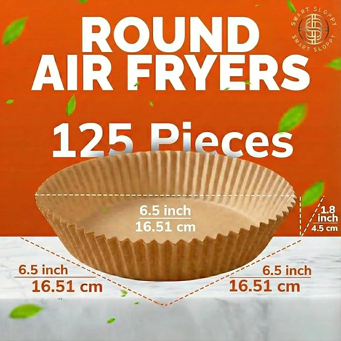 6.5 inches Round Air Fryer Liners Disposable Parchment Paper Liner Airfryer 3-5 QT Basket inserts Filter Sheets EXTRA THICK 40 GSM - Pack of 125