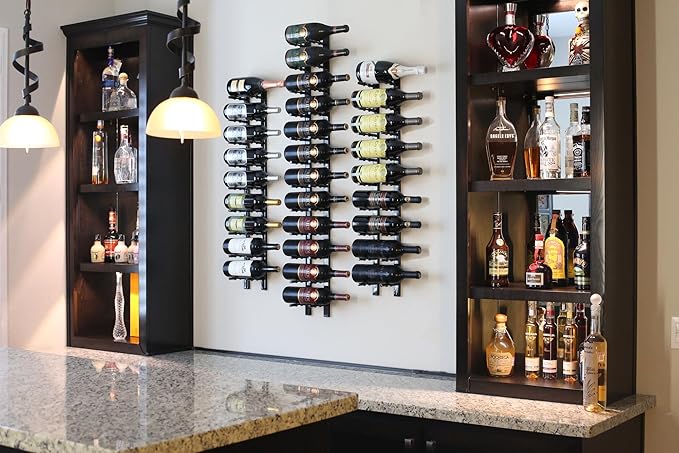 Ultra Wine Racks Wall Mounted Label-Out Wine Racks (4 Foot 1 Deep, Matte Black, 12 Wine Bottles) - Modern Metal Wine Storage, Modular Design for Home Bar, Kitchen, Dining Rooms, & Wine Cellars