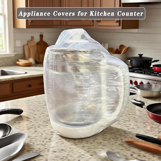 60 PCS Clear Kitchen Small Appliance Covers,Disposable Plastic Dust Cover for Instant Pot,Slow Cooker,Toaster Oven,Blender,Air Fryer,Food Processor,Mixer,Meat Slicer,Coffee & Bread Maker