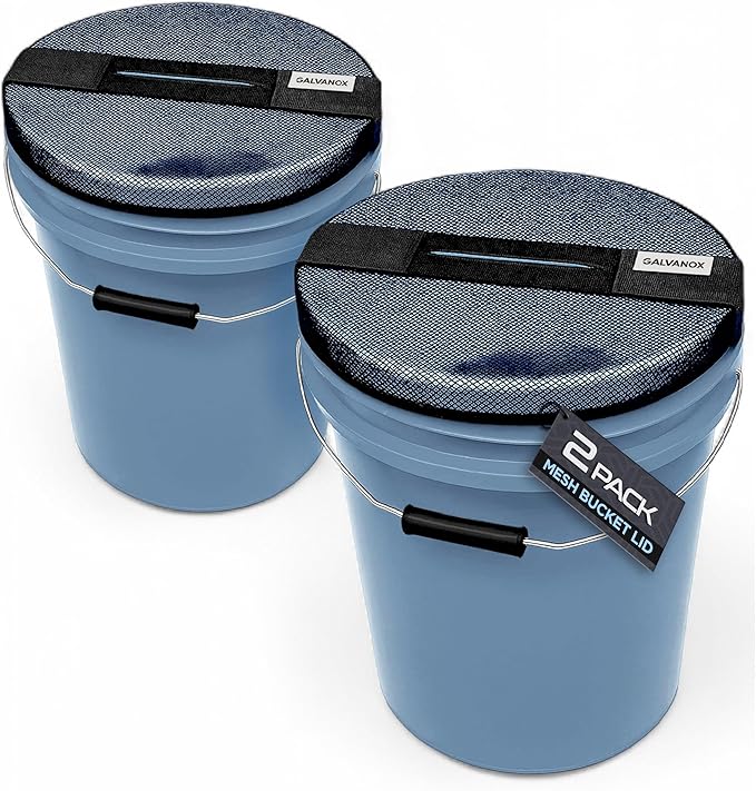 GALVANOX Mesh Lid for 5 Gallon Bucket, Compatible with Loadout Buckets - Boat Trash Can Cover for Fishing and Boating