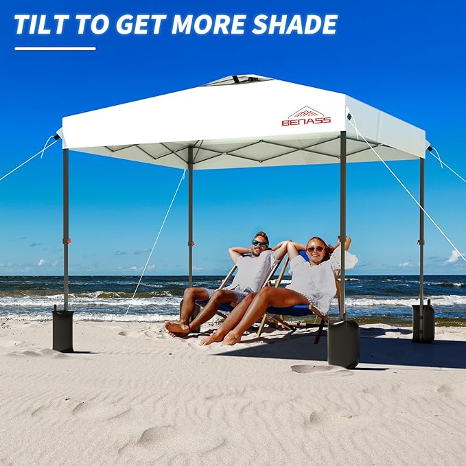10x10 Pop Up Canopy, Easy Up Canopy Tent, Heavy Duty Tents for Parties, One Person Set Up Event Tent, White