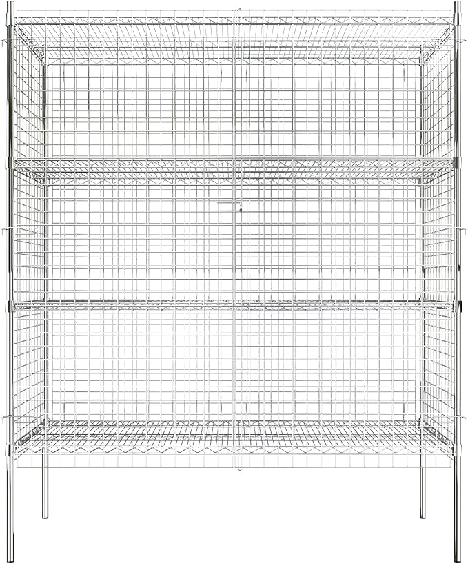 Commercial Grade NSF Listed Metal Wire Mesh Storage Chrome Security Cage Kit, 24" x 60" x 74", Perfect for Warehouse, Grocery Store, Restaurant, Dishroom