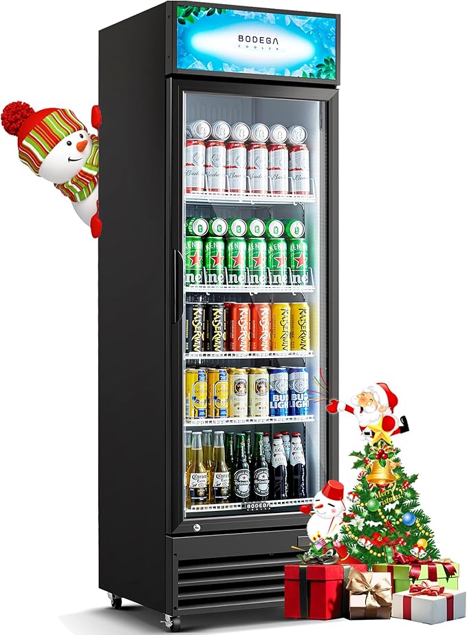 BODEGACOOLER Beverage Refrigerator, 355L/375 Qt Commercial Refrigerator For Kitchen, Home,Office and Garage, 420 Cans & 160 Bottles Display Refrigerator For Beer,Soda, Bar Cooler with Soft LED Light.
