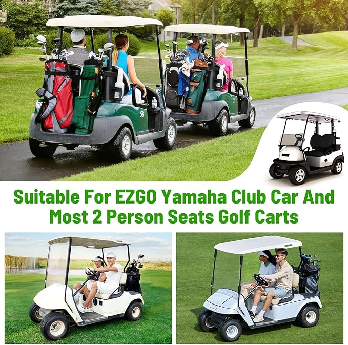 Kaskawise Golf Cart Seat Covers,Universal Golf Cart Seat Towel Blanket with 4 Front Pockets & Nonskid Bottom Fits for EZGO, Yamaha, Club Car DS Precedent and More 2 Person Seats Golf Carts (Navy Blue)