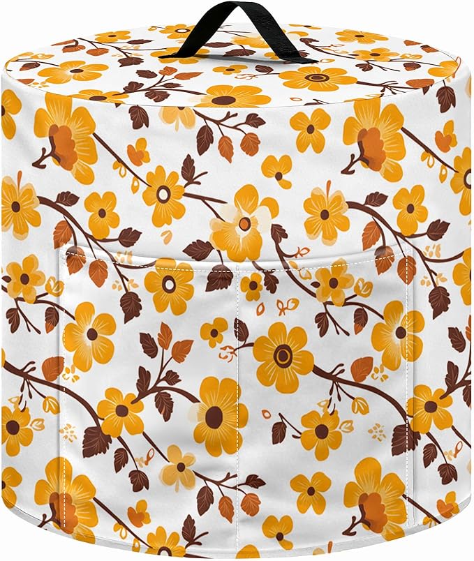 Kitchen Appliance Accessories Dust Cover for 3-6-8 Quart Instant Pot, Pressure Cooker, Air Fryer & Crock Pot,Decorative Appliance Cloth Cover with Top Handle & Storage Pockets (Orange, 8 Quart)