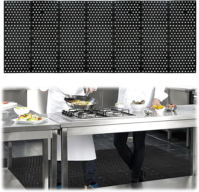 tonchean 82'' x 35'' Commercial Floor Mat, Heavy Duty Kitchen Eubber Mats for Floor, Anti-Fatigue Drainage Mats for Restaurant, Bar, Hotel, Industrial Wet Areas