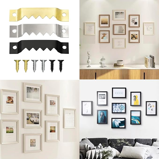 Large Sawtooth Picture Frame Hangers with Screws - 30 Pack, Supports 50 Ibs, Picture Hanging Hooks for Hanging Photo Frames Canvas Artwork Paintings