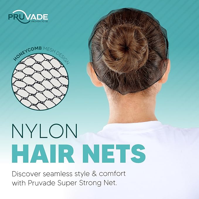 Nylon Hair Nets for Women & Men | 100 Pack | 24" Honeycomb Mesh Hair Net for Food Service, Medical & Industrial Use - Breathable & Sturdy for Bun Hair, Most Long & Short Hair - Latex Free