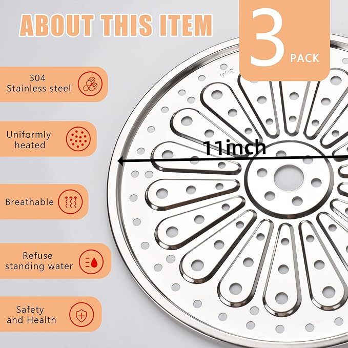 3Pack 11-Inch Pressure Cooker Canner Rack/Canning Rack Food Grade 304 Stainless Steel Compatible with Presto,Steamer Rack Stand for Steaming, All-American and More