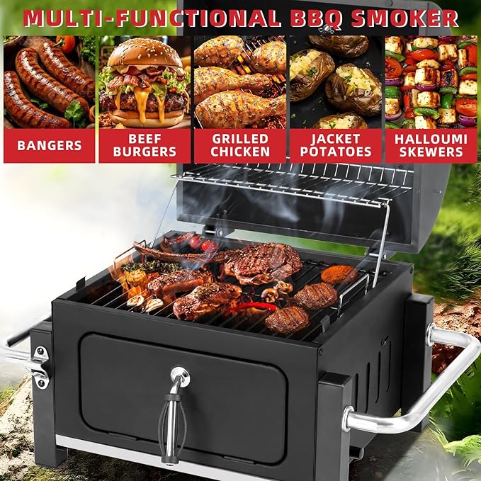 Portable Charcoal Grill with 314 Square Inch Cooking Area,Compact Tabletop Charcoal Grill with Warming Rack,Small BBQ Grill with Charcoal Tray for Outdoor Camping, Picnic