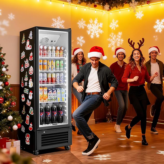 BODEGACOOLER Beverage Refrigerator, 326L/344 Qt Commercial Refrigerator For Kitchen, Home,Office and Garage, 312 Cans & 192 Bottles Display Refrigerator For Beer,Soda, Bar Cooler with Soft LED Light.