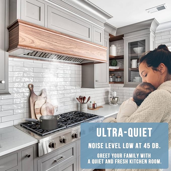 Akicon Range Hood Insert 30 Inch, Ultra Quiet, Powerful Suction Built-in Kitchen Vent Hood, Stainless Steel Ducted Stove Hood with Dimmable LED Lights, 3-Speeds 600CFM