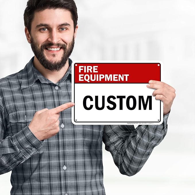 Custom Fire Equipment Sign, Ansi Sign, Osha Compliant, 7x10 Inches, 55 mil thick HDPE (high density polyethylene), Made in USA by My Sign Center