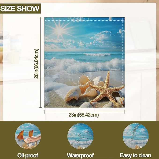 Beach Starfish Seashell Magnetic Dishwasher Cover,Ocean Sea Dishwasher Covers for The Front Magnetic Dishwasher Panel Decal Cover for Kitchen 23x26inch